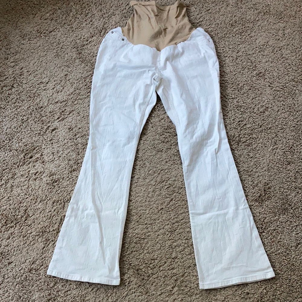 Maternity bootcut white jeans